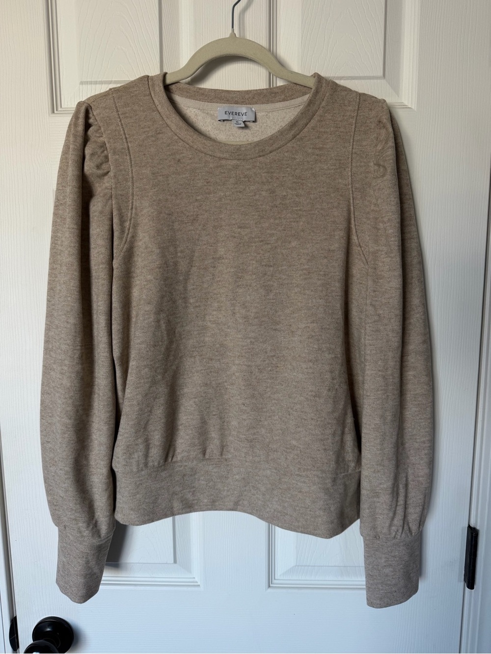 Evereve Crewneck Puff-Sleeve Sweater Stacy Heather Pullover - Medium